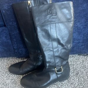 Gently Loved Black Leather Ralph Lauren Boots